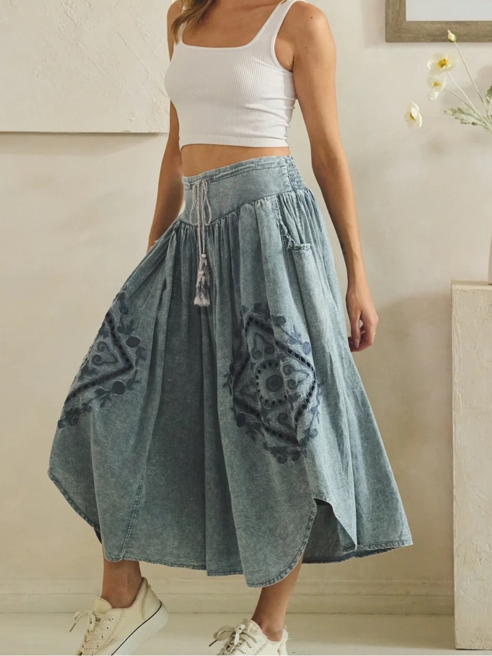 ๐ NEW! Oli & Hali Bohemian Washed Blue Wide leg pants - Picture 6 of 10
